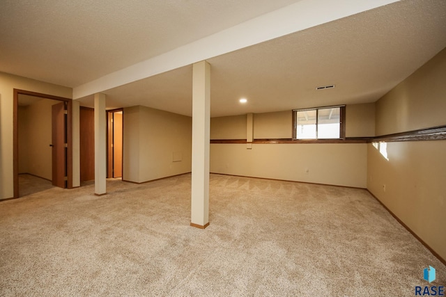 basement featuring carpet