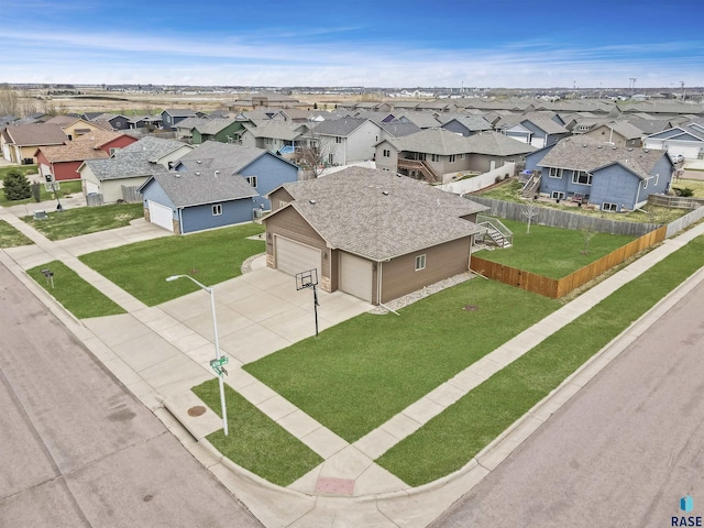 bird's eye view with a residential view