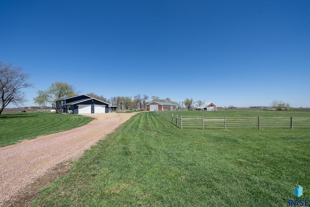 46902 284th St, Lennox, SD 57039 - exterior space with dirt driveway, a rural view, an outdoor structure, and fence