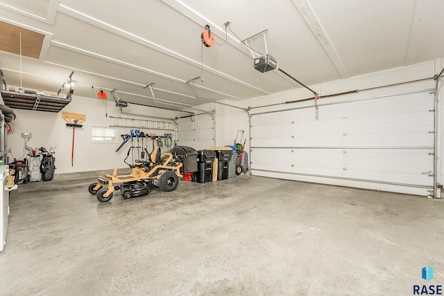 garage with a garage door opener