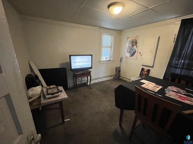 207 W 14th St, Sioux Falls, SD 57104 - carpeted office with a baseboard heating unit and a drop ceiling