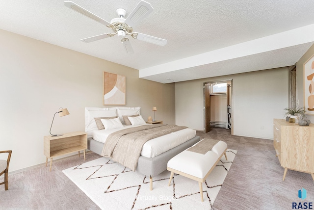 bedroom featuring ceiling fan and carpet floors