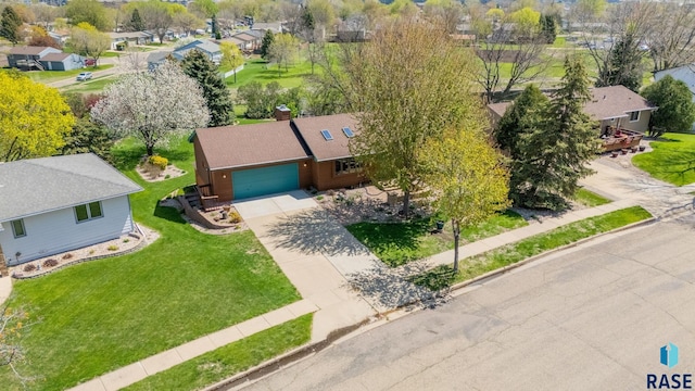 bird's eye view with a residential view
