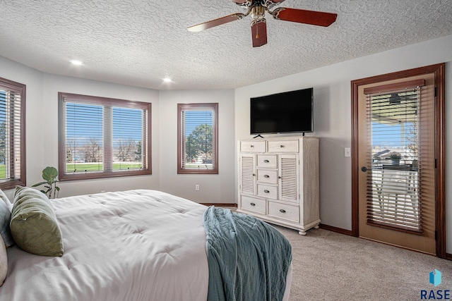 6601 Lenola Hts, Wentworth, SD 57075 - bedroom featuring light colored carpet, a textured ceiling, baseboards, and access to exterior
