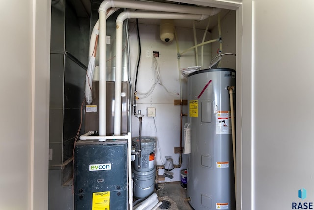 utilities featuring heating unit and electric water heater