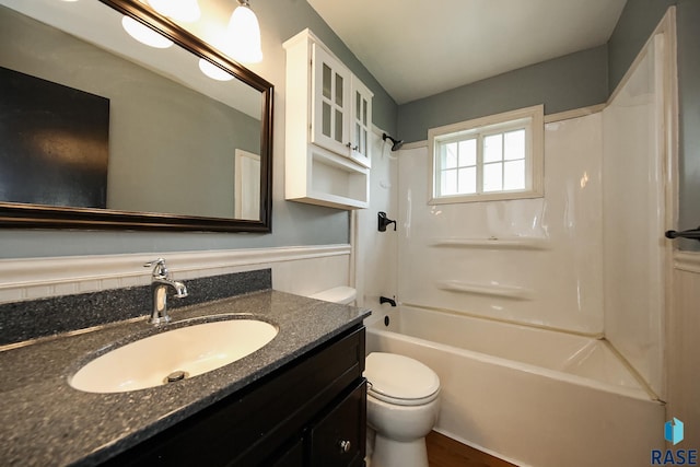 420 S Mary Ave, Tea, SD 57064 - bathroom featuring toilet, vanity, shower / tub combination, and wood finished floors