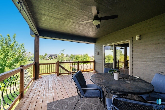 2708 W Bitterroot St, Sioux Falls, SD 57108 - wooden deck with ceiling fan and outdoor dining area