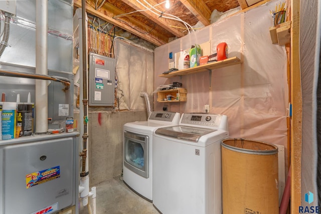 925 E Steep St, Tea, SD 57064 - laundry area with separate washer and dryer, heating unit, and electric panel