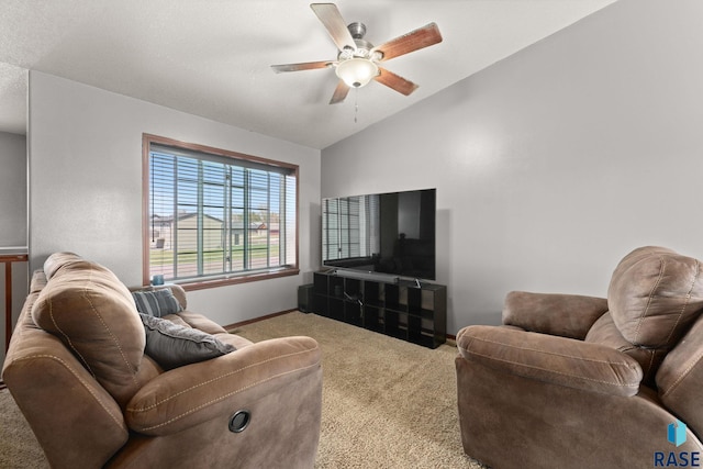 925 E Steep St, Tea, SD 57064 - carpeted living room with ceiling fan, vaulted ceiling, and baseboards