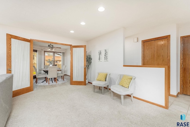 110 W Apple St, Tea, SD 57064 - living area featuring baseboards, ceiling fan, recessed lighting, and carpet flooring