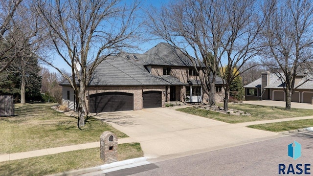 904 W Chicory Ln, Sioux Falls, SD 57108 - view of front of house with a garage, driveway, a front lawn, and brick siding