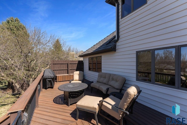 904 W Chicory Ln, Sioux Falls, SD 57108 - deck featuring an outdoor living space and fence