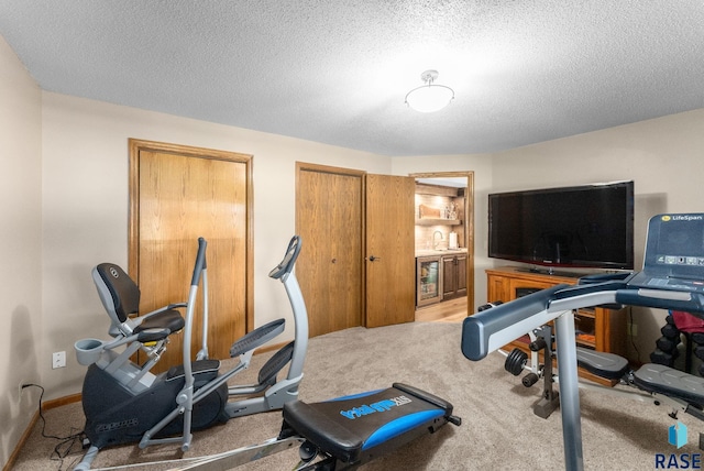 904 W Chicory Ln, Sioux Falls, SD 57108 - exercise area with light colored carpet, a textured ceiling, and a sink