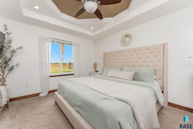 615 Marsha Cir, Tea, SD 57064 - carpeted bedroom featuring baseboards, recessed lighting, a ceiling fan, and a tray ceiling
