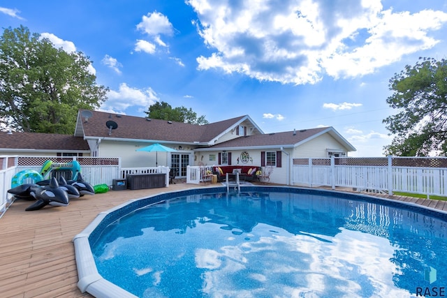 28262 472nd Ave, Worthing, SD 57077 - view of swimming pool featuring a deck and fence