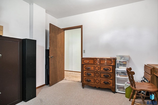 view of carpeted home office