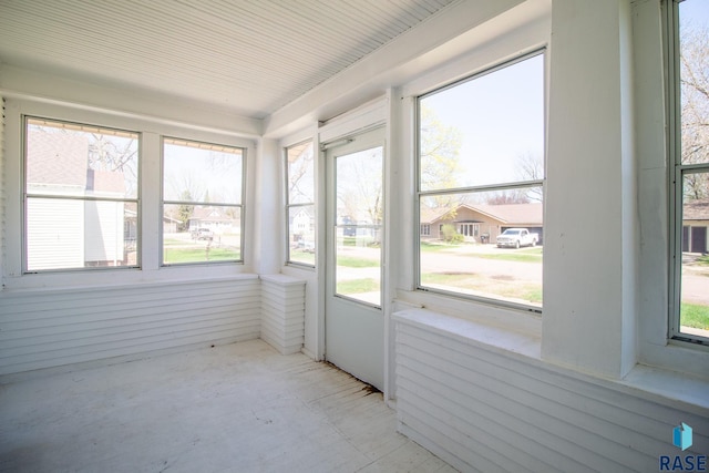 view of unfurnished sunroom