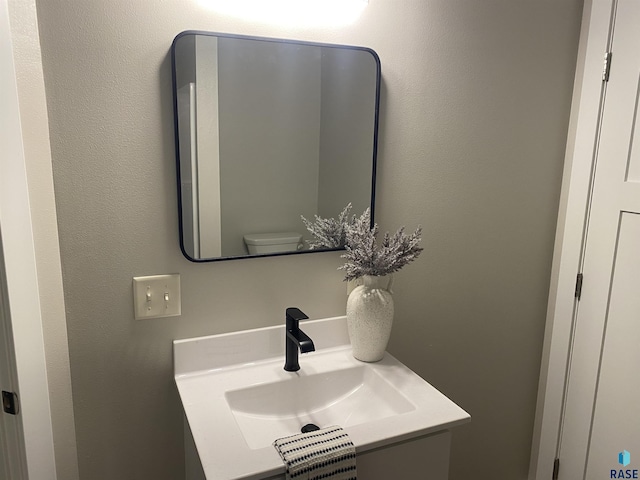 bathroom view of toilet and vanity