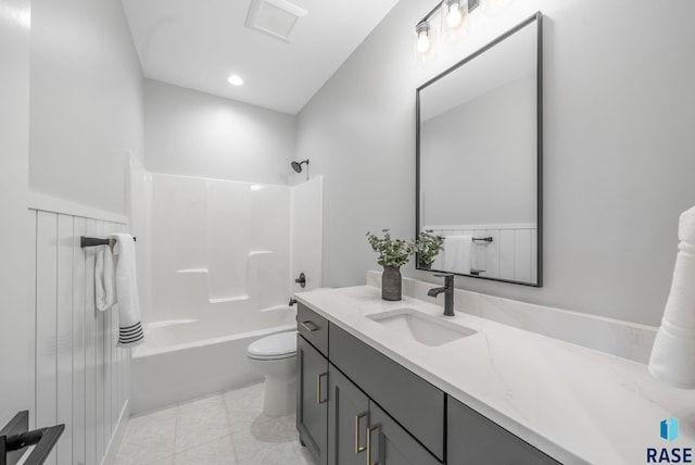 6609 E Corsair Dr, Sioux Falls, SD 57110 - bathroom with vanity, toilet, and shower / washtub combination