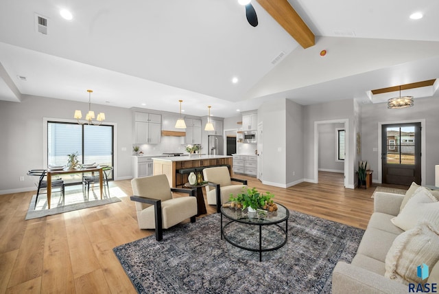6609 E Corsair Dr, Sioux Falls, SD 57110 - living area featuring light wood-style floors, recessed lighting, baseboards, and a chandelier