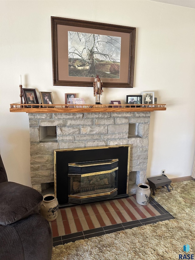 detailed view of a fireplace