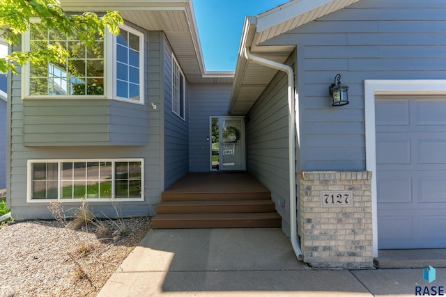 entrance to property with a garage
