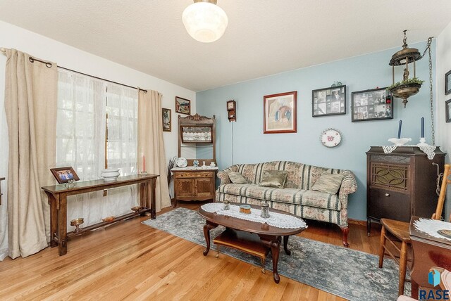 living area with wood finished floors