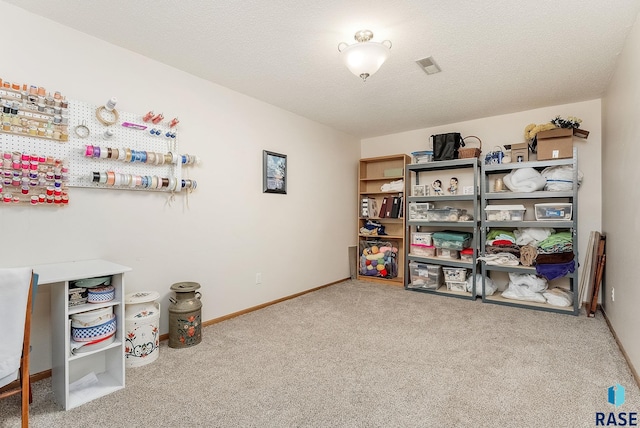 miscellaneous room featuring carpet and baseboards