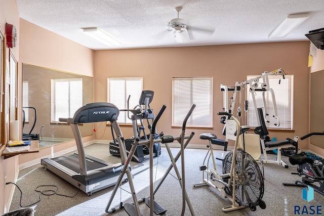 1805 S Sertoma Ave Unit 105, Sioux Falls, SD 57106 - workout area with a ceiling fan, a textured ceiling, and baseboards