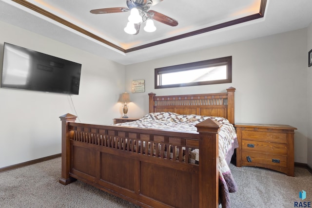 2300 Carson Cir, Tea, SD 57064 - bedroom with carpet, a raised ceiling, baseboards, and ceiling fan