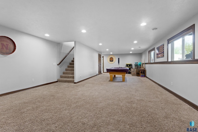 2300 Carson Cir, Tea, SD 57064 - playroom with billiards table, recessed lighting, light colored carpet, and baseboards