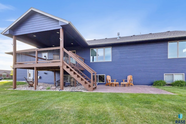 2300 Carson Cir, Tea, SD 57064 - back of property with a patio area, stairway, a lawn, and a deck