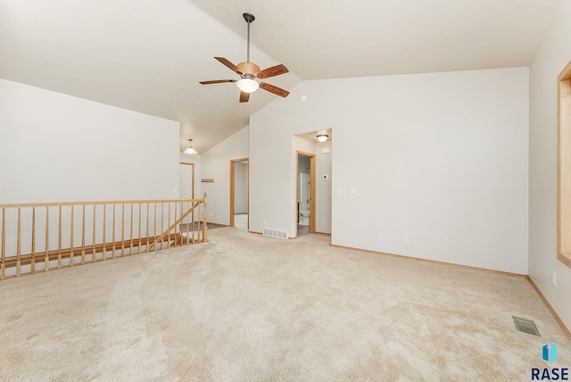 2604 N Wright Ave, Sioux Falls, SD 57107 - empty room featuring ceiling fan, vaulted ceiling, carpet, and baseboards