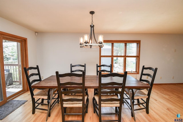 4600 S Harrington Ave, Sioux Falls, SD 57103 - dining area featuring light wood-type flooring, a chandelier, and baseboards