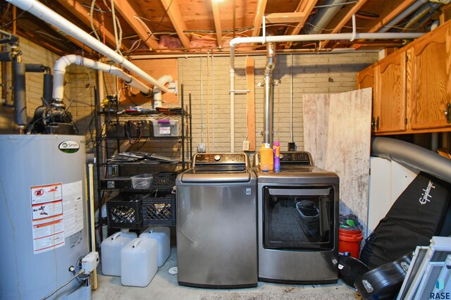 4600 S Harrington Ave, Sioux Falls, SD 57103 - washroom featuring water heater and washer and dryer