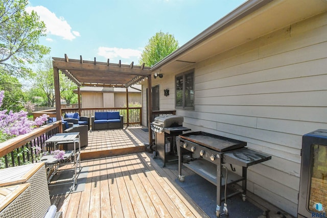 4600 S Harrington Ave, Sioux Falls, SD 57103 - deck with an outdoor hangout area, a pergola, and a grill