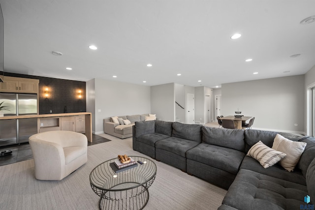 2009 S Firestone Ln, Sioux Falls, SD 57110 - living area with recessed lighting, baseboards, and stairs