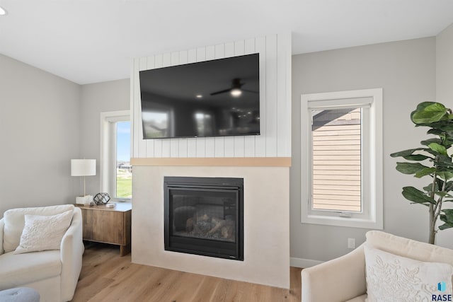 2009 S Firestone Ln, Sioux Falls, SD 57110 - living area featuring wood finished floors and a glass covered fireplace