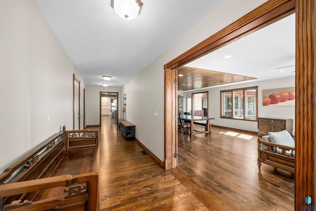 48190 265th St, Brandon, SD 57005 - corridor with wood finished floors, baseboards, and recessed lighting