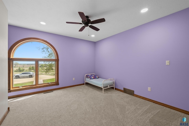 48190 265th St, Brandon, SD 57005 - unfurnished bedroom with carpet floors, baseboards, recessed lighting, and ceiling fan