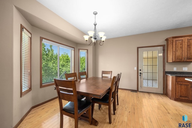 2305 N Ivy Rd, Tea, SD 57064 - dining area featuring a chandelier, baseboards, and light wood-type flooring