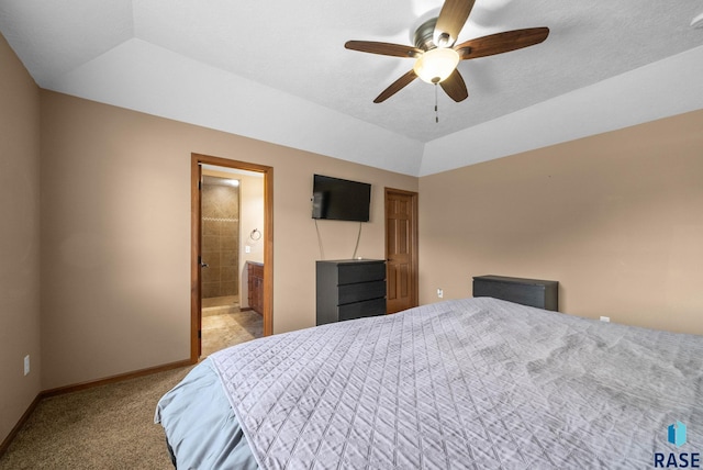 2305 N Ivy Rd, Tea, SD 57064 - bedroom featuring light carpet, baseboards, connected bathroom, and a ceiling fan