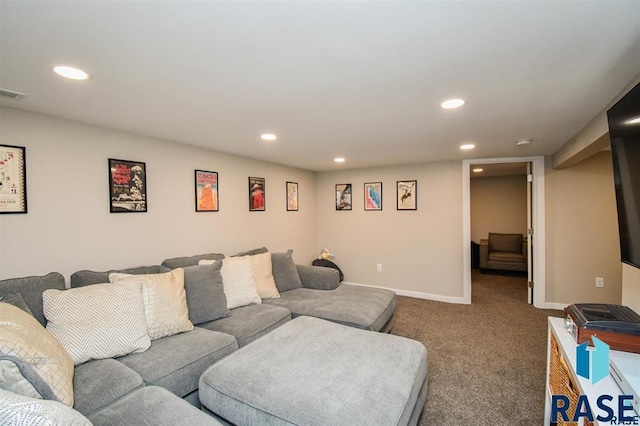 3204 S Phillips Ave, Sioux Falls, SD 57105 - living room with recessed lighting, dark carpet, and baseboards