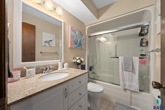 3600 S Gateway Blvd Unit 201, Sioux Falls, SD 57106 - full bath featuring tile patterned floors, combined bath / shower with glass door, vanity, and toilet