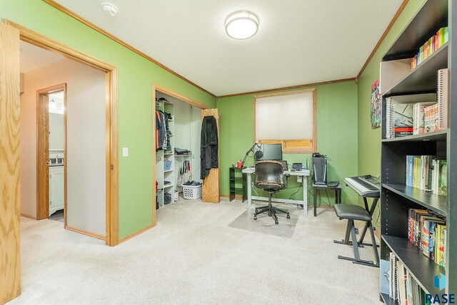 408 N Oak Ridge Rd, Brandon, SD 57005 - carpeted home office with crown molding and baseboards