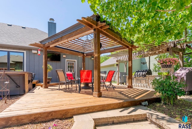 408 N Oak Ridge Rd, Brandon, SD 57005 - deck featuring a pergola and outdoor dining area