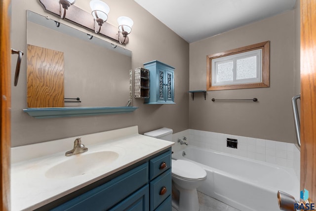 1712 S Bruce Rd, Sioux Falls, SD 57105 - bathroom featuring toilet, a bath, vanity, and tile patterned flooring