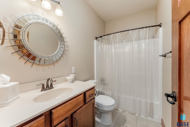 5616 S Shadow Wood Pl, Sioux Falls, SD 57108 - full bath featuring vanity, tile patterned floors, shower / bathtub combination with curtain, and toilet
