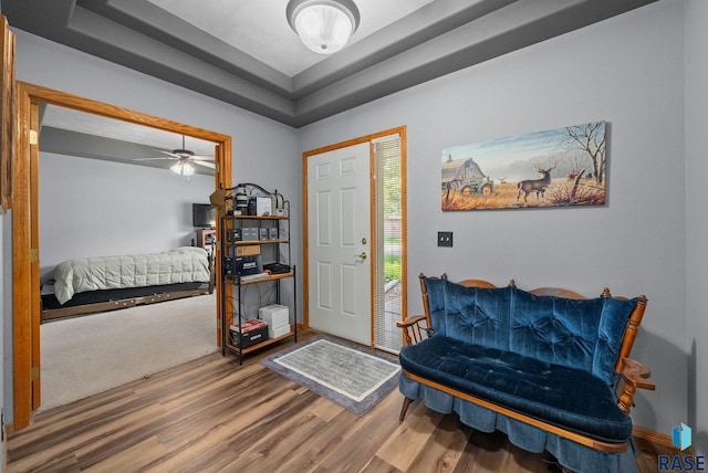 7200 S Hoffman Pl, Sioux Falls, SD 57108 - entrance foyer with wood finished floors and a ceiling fan