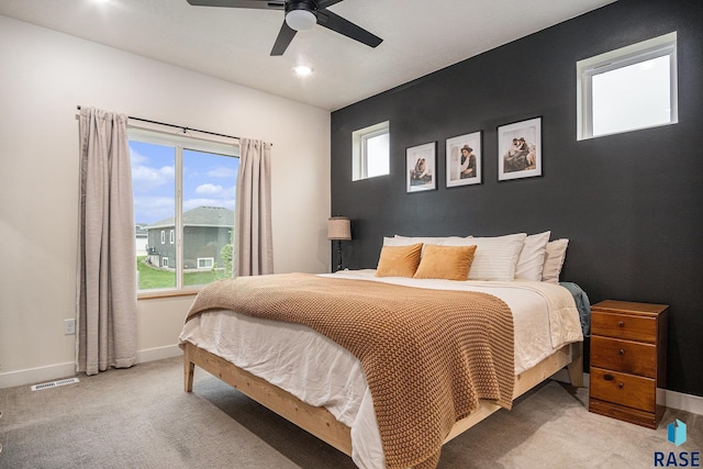110 Skyline Dr, Valley Springs, SD 57068 - bedroom featuring carpet floors, baseboards, a ceiling fan, and recessed lighting